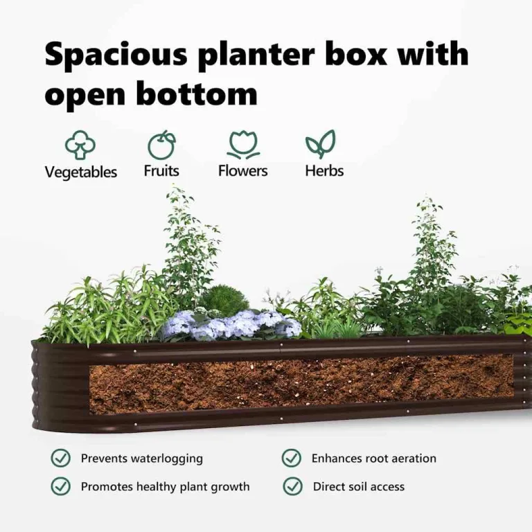 vidaXL Hochbeet Braun 320 x 80 x 44 cm Stahl, Garten- und Terrassenpflanzentopf aus Stahl, langlebig, modern, für Blumen und Pflanzen, minimalistisches Design – Bild 5