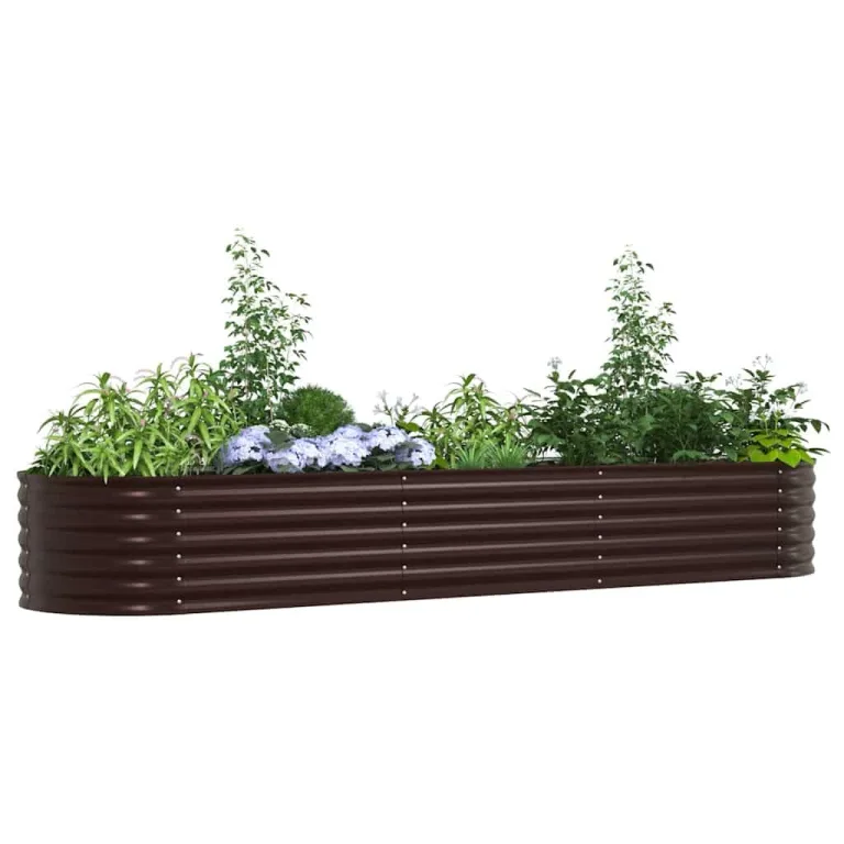 vidaXL Hochbeet Braun 320 x 80 x 44 cm Stahl, Garten- und Terrassenpflanzentopf aus Stahl, langlebig, modern, für Blumen und Pflanzen, minimalistisches Design – Bild 1