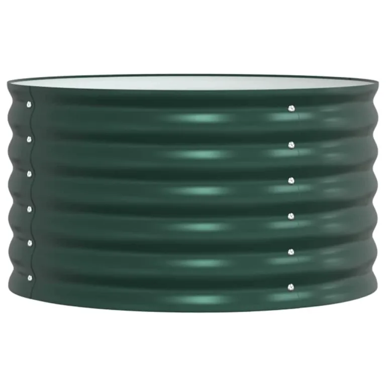 vidaXL Hochbeet Grün 80 x 80 x 44 cm Stahl, Garten- und Terrassenpflanzentopf aus Stahl, langlebig, modern, für Blumen und Pflanzen, minimalistisches Design – Bild 8