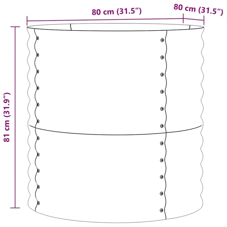 vidaXL Hochbeet Braun 80 x 80 x 81 cm Stahl, Garten- und Terrassenpflanzentopf aus Stahl, langlebig, modern, für Blumen und Pflanzen, minimalistisches Design – Bild 3