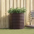 vidaXL Hochbeet Braun 80 x 80 x 81 cm Stahl, Garten- und Terrassenpflanzentopf aus Stahl, langlebig, modern, für Blumen und Pflanzen, minimalistisches Design - Thumbnail 2