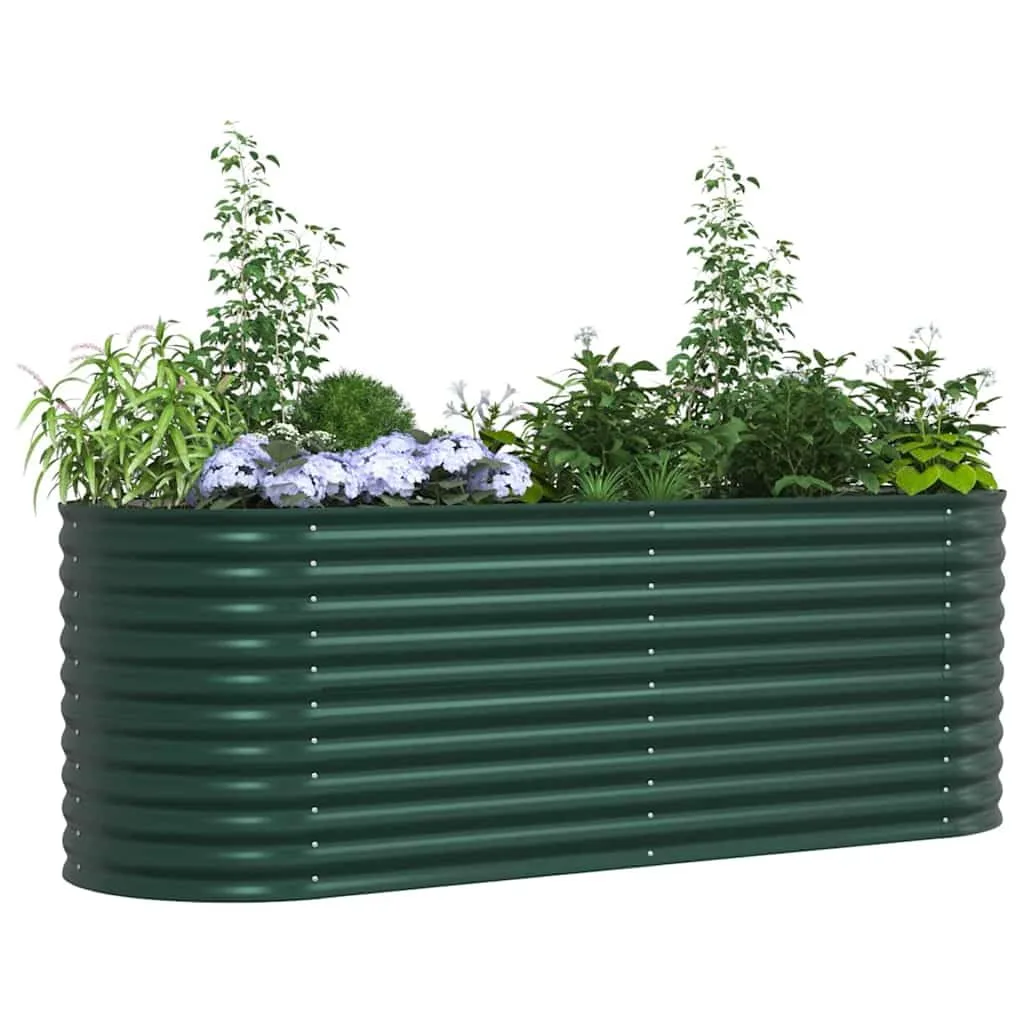 vidaXL Hochbeet Grün 240 x 80 x 81 cm Stahl, Garten- und Terrassenpflanzentopf aus Stahl, langlebig, modern, für Blumen und Pflanzen, minimalistisches Design - Bild 1