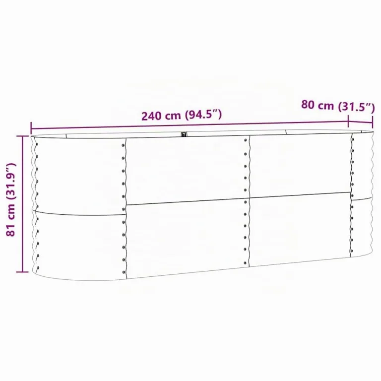 vidaXL Hochbeet Grün 240 x 80 x 81 cm Stahl, Garten- und Terrassenpflanzentopf aus Stahl, langlebig, modern, für Blumen und Pflanzen, minimalistisches Design – Bild 3