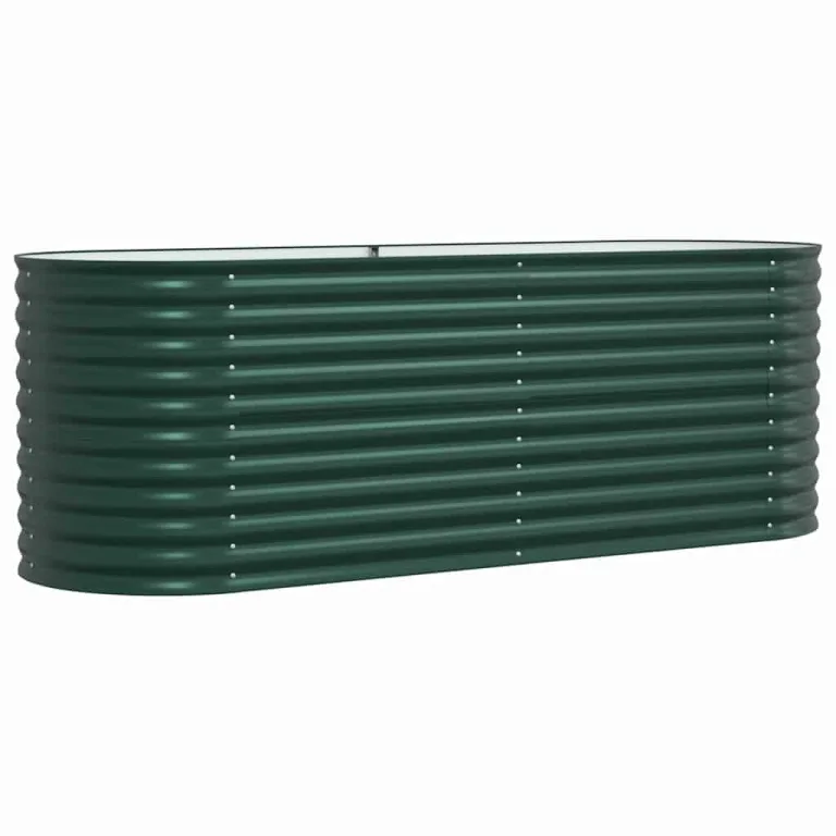 vidaXL Hochbeet Grün 240 x 80 x 81 cm Stahl, Garten- und Terrassenpflanzentopf aus Stahl, langlebig, modern, für Blumen und Pflanzen, minimalistisches Design – Bild 9