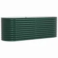 vidaXL Hochbeet Grün 240 x 80 x 81 cm Stahl, Garten- und Terrassenpflanzentopf aus Stahl, langlebig, modern, für Blumen und Pflanzen, minimalistisches Design - Thumbnail 9