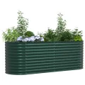 vidaXL Hochbeet Grün 240 x 80 x 81 cm Stahl, Garten- und Terrassenpflanzentopf aus Stahl, langlebig, modern, für Blumen und Pflanzen, minimalistisches Design - Thumbnail 1