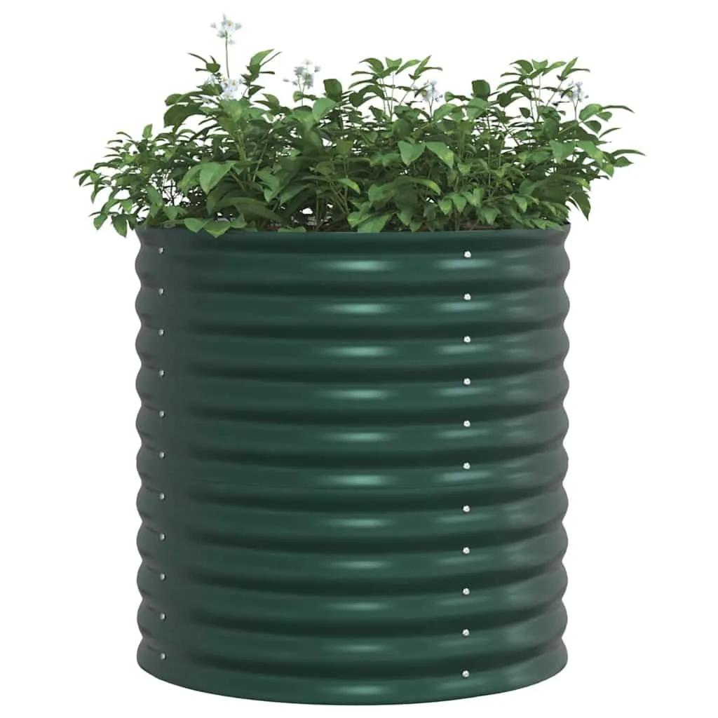 vidaXL Hochbeet Grün 80 x 80 x 81 cm Stahl, Garten- und Terrassenpflanzentopf aus Stahl, langlebig, modern, für Blumen und Pflanzen, minimalistisches Design - Bild 1