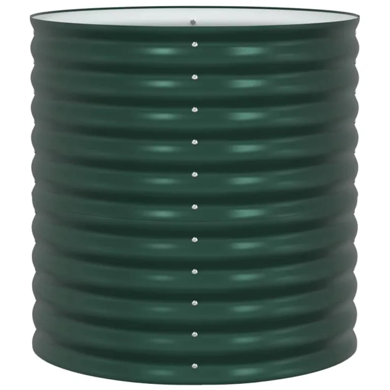 vidaXL Hochbeet Grün 80 x 80 x 81 cm Stahl, Garten- und Terrassenpflanzentopf aus Stahl, langlebig, modern, für Blumen und Pflanzen, minimalistisches Design – Bild 9
