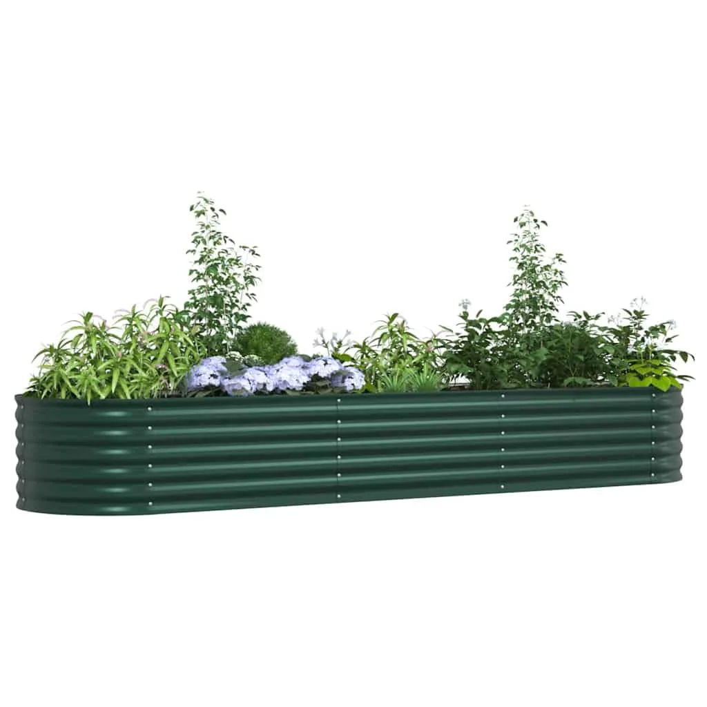 vidaXL Hochbeet Grün 320 x 80 x 44 cm Stahl, Garten- und Terrassenpflanzentopf aus Stahl, langlebig, modern, für Blumen und Pflanzen, minimalistisches Design - Bild 1
