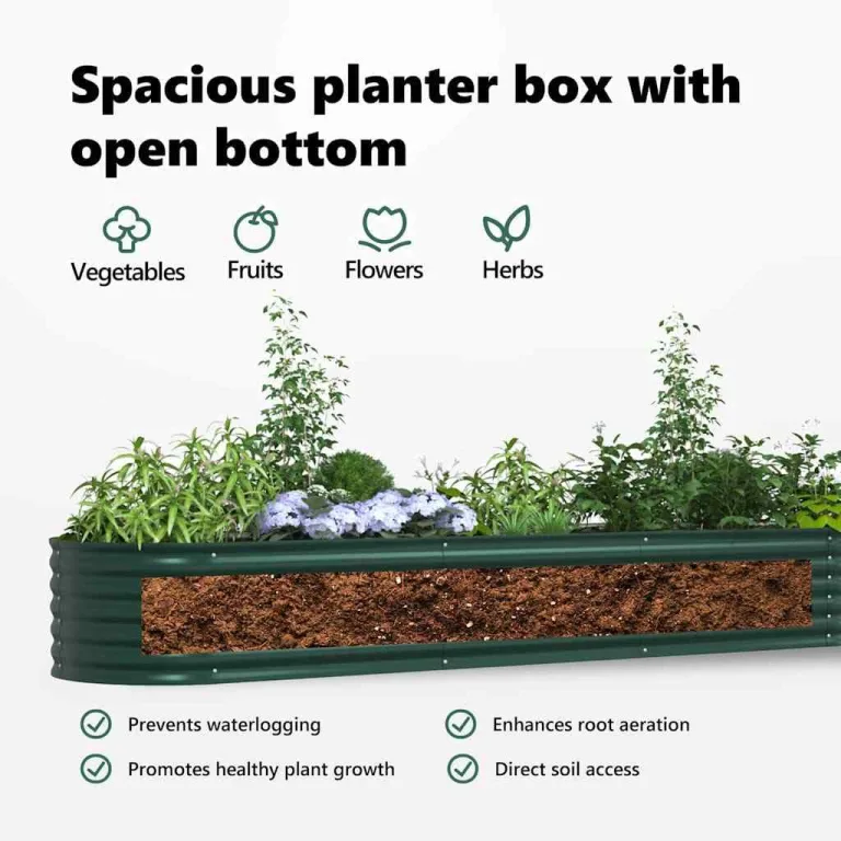 vidaXL Hochbeet Grün 320 x 80 x 44 cm Stahl, Garten- und Terrassenpflanzentopf aus Stahl, langlebig, modern, für Blumen und Pflanzen, minimalistisches Design – Bild 5