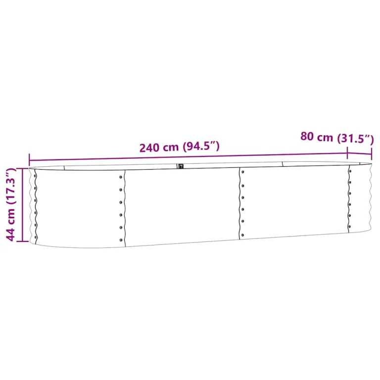 vidaXL Hochbeet Braun 240 x 80 x 44 cm Stahl, Garten- und Terrassenpflanzentopf aus Stahl, langlebig, modern, für Blumen und Pflanzen, minimalistisches Design – Bild 3