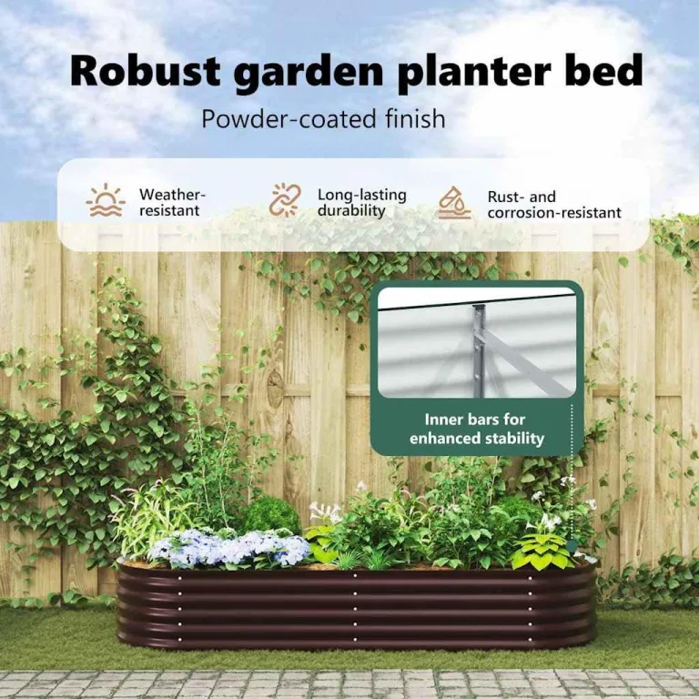 vidaXL Hochbeet Braun 240 x 80 x 44 cm Stahl, Garten- und Terrassenpflanzentopf aus Stahl, langlebig, modern, für Blumen und Pflanzen, minimalistisches Design – Bild 4