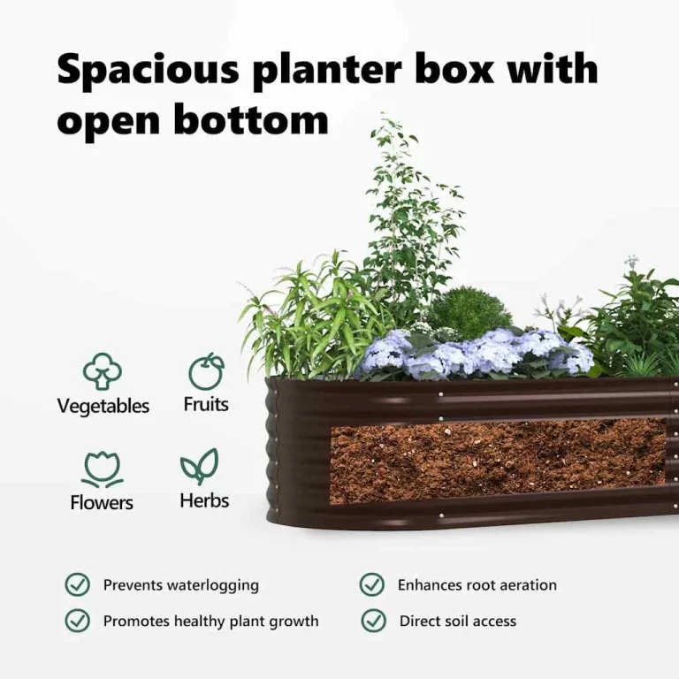 vidaXL Hochbeet Braun 240 x 80 x 44 cm Stahl, Garten- und Terrassenpflanzentopf aus Stahl, langlebig, modern, für Blumen und Pflanzen, minimalistisches Design – Bild 5