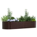 vidaXL Hochbeet Braun 240 x 80 x 44 cm Stahl, Garten- und Terrassenpflanzentopf aus Stahl, langlebig, modern, für Blumen und Pflanzen, minimalistisches Design - Thumbnail 1