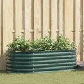 vidaXL Hochbeet Grün 160 x 80 x 44 cm Stahl, Garten- und Terrassenpflanzentopf aus Stahl, langlebig, modern, für Blumen und Pflanzen, minimalistisches Design - Thumbnail 2
