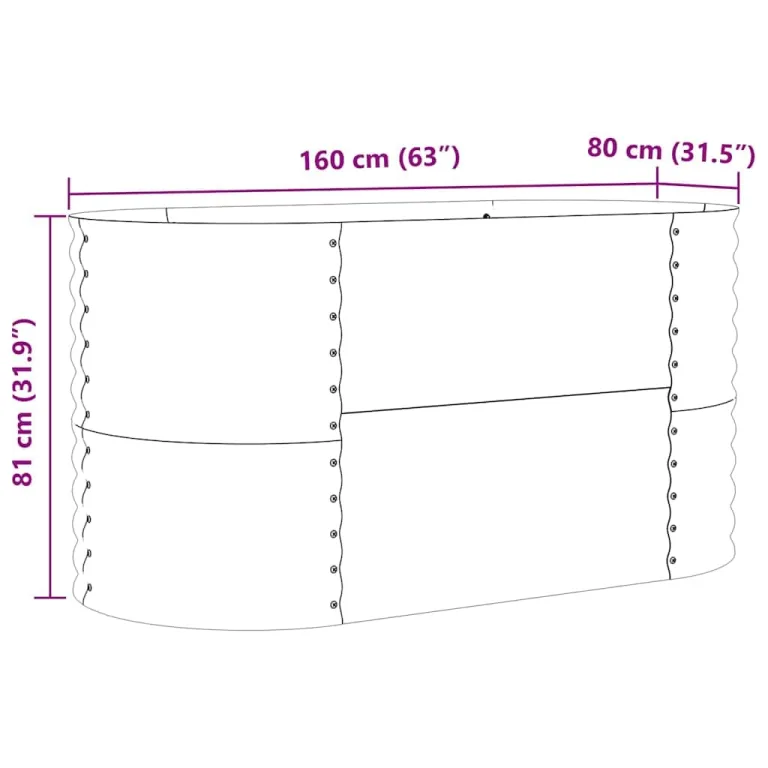 vidaXL Hochbeet Grün 160 x 80 x 81 cm Stahl, Garten- und Terrassenpflanzentopf aus Stahl, langlebig, modern, für Blumen und Pflanzen, minimalistisches Design – Bild 3
