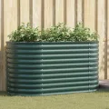 vidaXL Hochbeet Grün 160 x 80 x 81 cm Stahl, Garten- und Terrassenpflanzentopf aus Stahl, langlebig, modern, für Blumen und Pflanzen, minimalistisches Design - Thumbnail 2