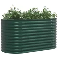 vidaXL Hochbeet Grün 160 x 80 x 81 cm Stahl, Garten- und Terrassenpflanzentopf aus Stahl, langlebig, modern, für Blumen und Pflanzen, minimalistisches Design - Thumbnail 1