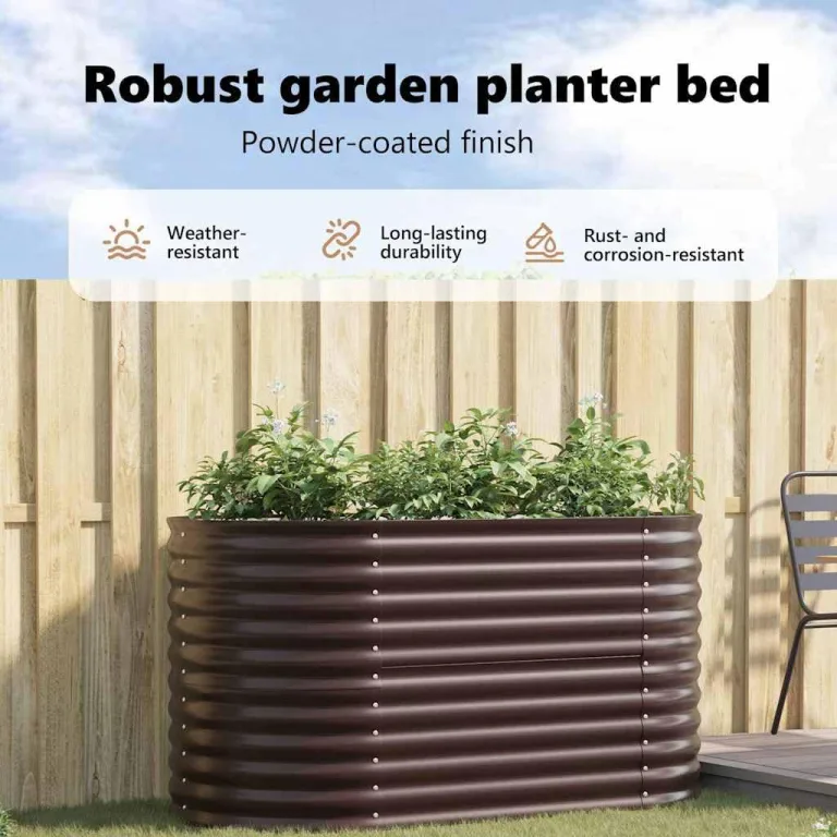 vidaXL Hochbeet Braun 160 x 80 x 81 cm Stahl, Garten- und Terrassenpflanzentopf aus Stahl, langlebig, modern, für Blumen und Pflanzen, minimalistisches Design – Bild 4