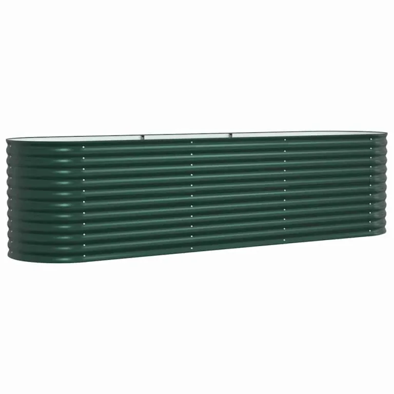 vidaXL Hochbeet Grün 320 x 80 x 81 cm Stahl, Garten- und Terrassenpflanzentopf aus Stahl, langlebig, modern, für Blumen und Pflanzen, minimalistisches Design – Bild 9