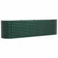 vidaXL Hochbeet Grün 320 x 80 x 81 cm Stahl, Garten- und Terrassenpflanzentopf aus Stahl, langlebig, modern, für Blumen und Pflanzen, minimalistisches Design - Thumbnail 9