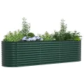 vidaXL Hochbeet Grün 320 x 80 x 81 cm Stahl, Garten- und Terrassenpflanzentopf aus Stahl, langlebig, modern, für Blumen und Pflanzen, minimalistisches Design - Thumbnail 1