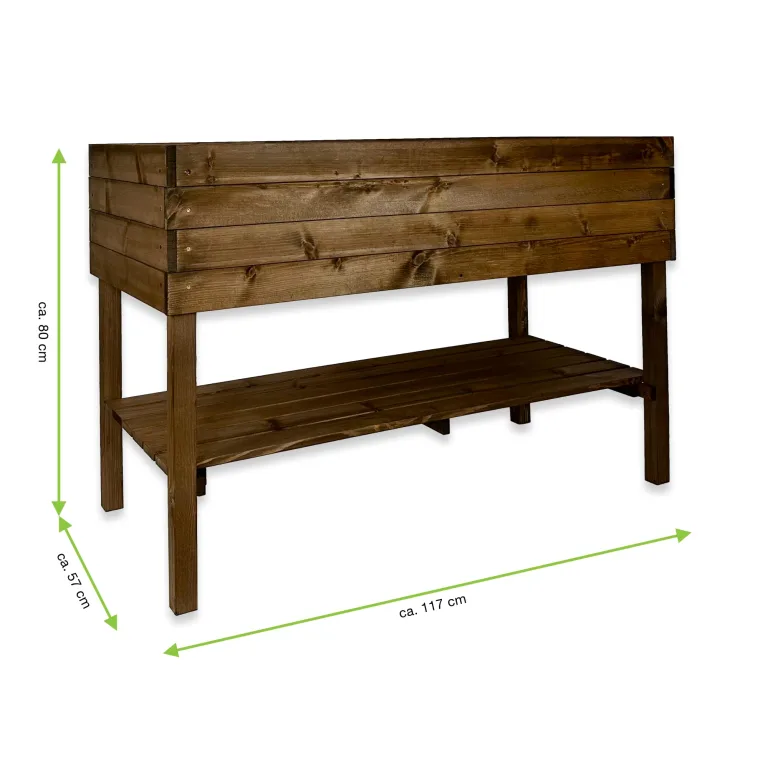 GARTENETAGE Hochbeet XXL mit Ablage und Pflanzfolie - Nachhaltiges Design, Wetterfest, Rückenschonend, Praktische Ablage, Inklusive Pflanzfolie, Braun – Bild 3