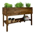 GARTENETAGE Hochbeet XXL mit Ablage und Pflanzfolie - Nachhaltiges Design, Wetterfest, Rückenschonend, Praktische Ablage, Inklusive Pflanzfolie, Braun - Thumbnail 1
