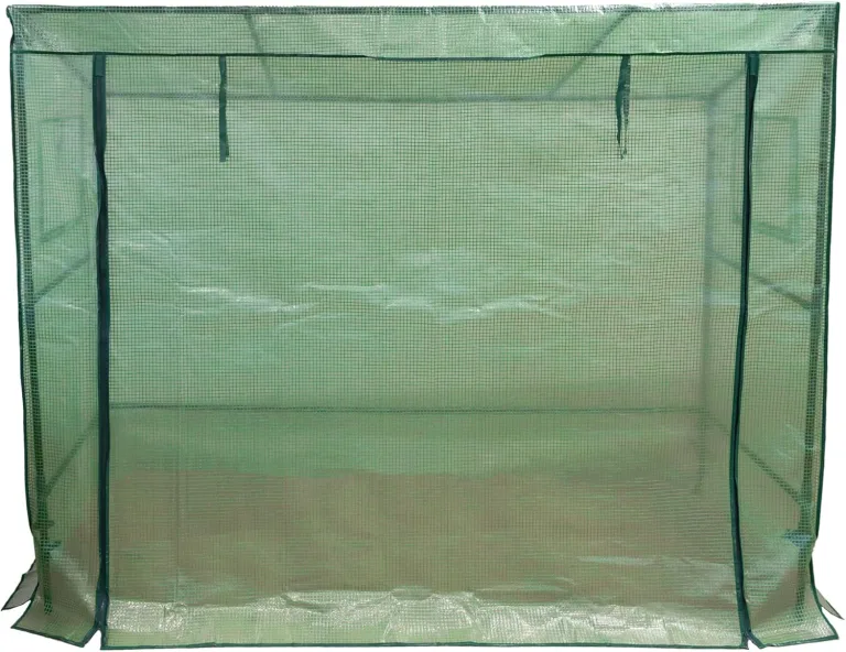 NATIV Stabiles Foliengewächshaus mit 2 Fenstern, Robustes Tomaten Gewächshaus, Tomatenhaus mit aufrollbarer Türe, Tomatendach 200 x 77 x 169 cm, Tomatengewächshaus aus grüner Gewächshausfolie – Bild 2