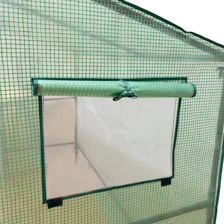 NATIV Stabiles Foliengewächshaus mit 2 Fenstern, Robustes Tomaten Gewächshaus, Tomatenhaus mit aufrollbarer Türe, Tomatendach 200 x 77 x 169 cm, Tomatengewächshaus aus grüner Gewächshausfolie – Bild 4