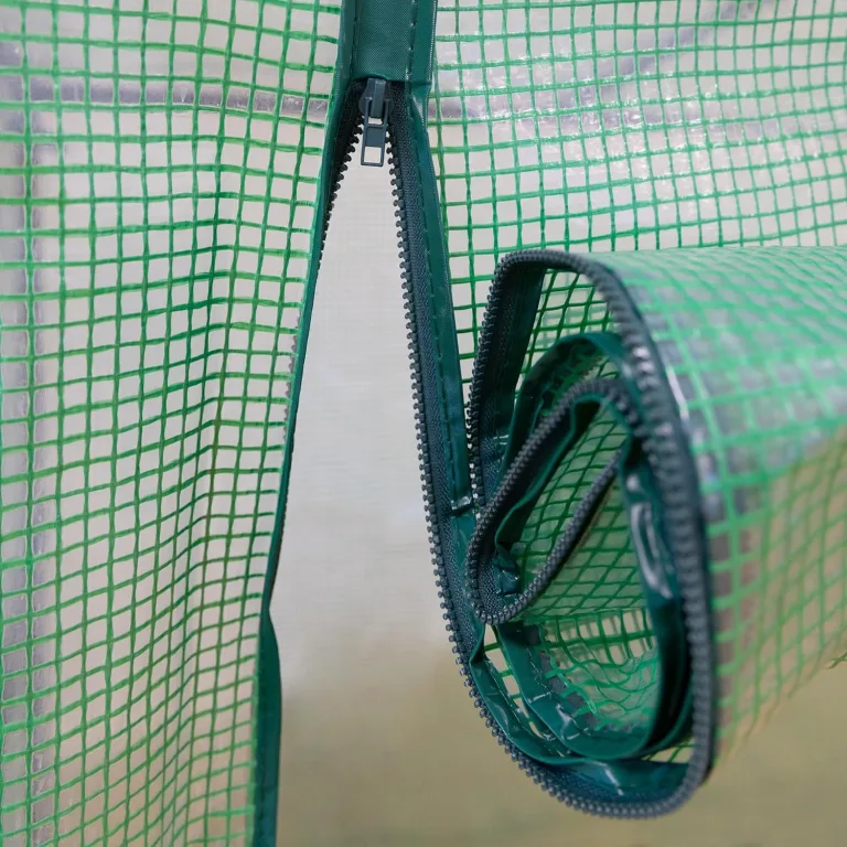 NATIV Stabiles Foliengewächshaus mit 2 Fenstern, Robustes Tomaten Gewächshaus, Tomatenhaus mit aufrollbarer Türe, Tomatendach 200 x 77 x 169 cm, Tomatengewächshaus aus grüner Gewächshausfolie – Bild 7
