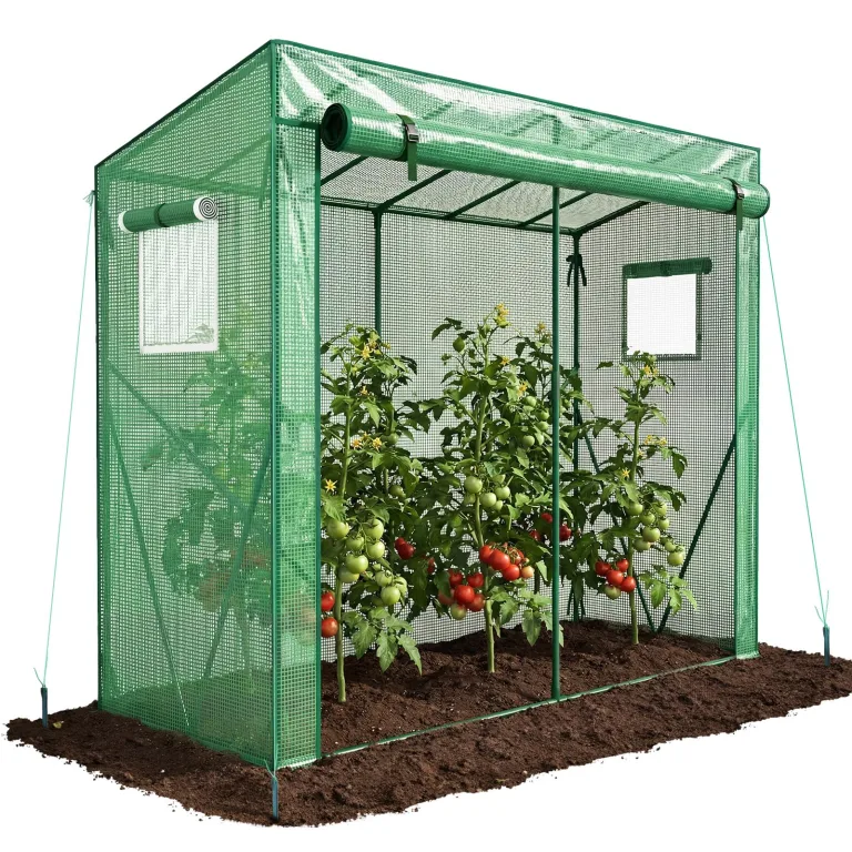 VOUNOT Gewächshaus Foliengewächshaus 100x50x150 cm, Schrägdach Tomatengewächshaus Stabil Tomatenhaus für Gemüse, Blumen & Obst, Verstärkte PE-Folie 135g/m², Grün – Bild 10