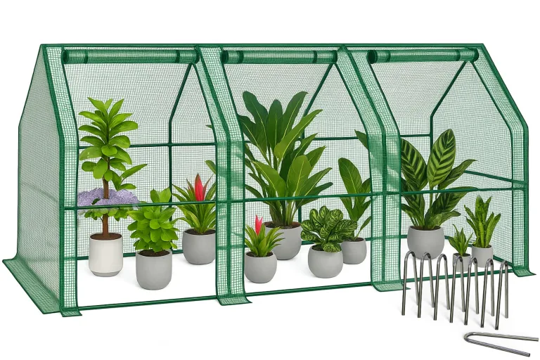 VOUNOT Gewächshaus Mini 180x90x90 cm mit 2 Rolltür, Klein Foliengewächshaus für Balkon, Garten, Tomatengewächshaus Stabil Winterfest Wetterfest, Verstärkte PE-Folie 135g/m², Weiß – Bild 8