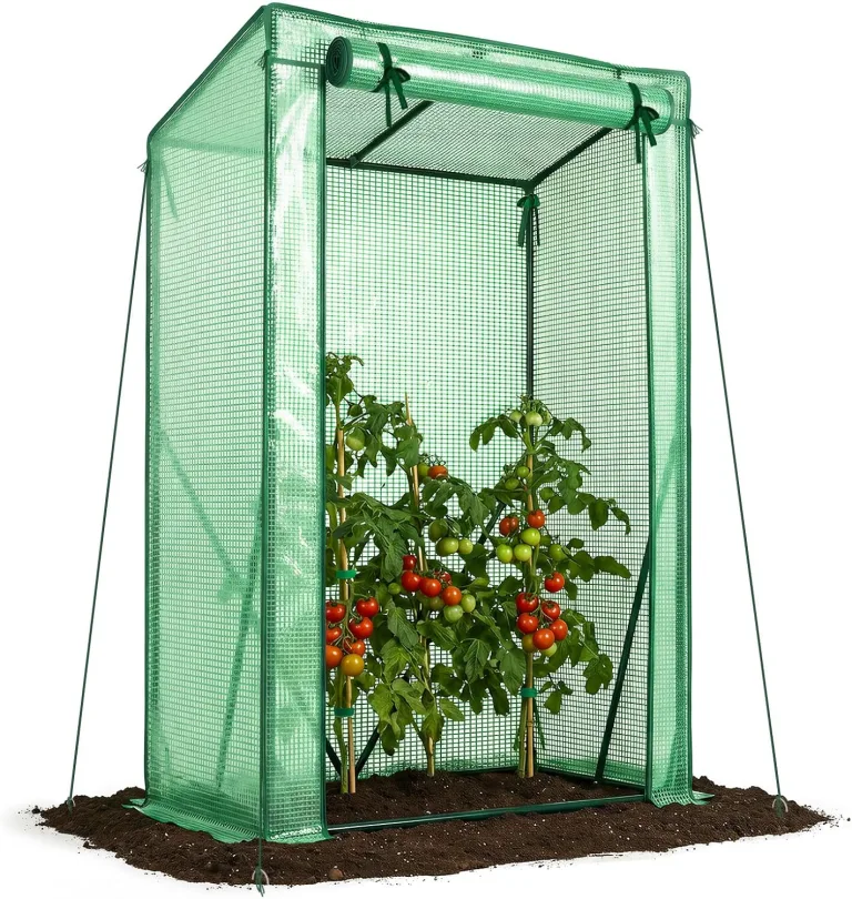 VOUNOT Gewächshaus Foliengewächshaus 200x77x170 cm, Schrägdach Tomatengewächshaus mit 2 Sichtfenster, Stabil Tomatenhaus für Gemüse, Blumen & Obst, Verstärkte PE-Folie 135g/m², Weiß – Bild 8