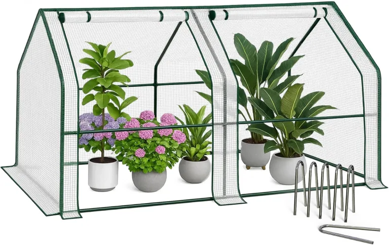 VOUNOT Gewächshaus Mini 270x90x90 cm mit 3 Rolltür, Klein Foliengewächshaus für Balkon, Garten, Tomatengewächshaus Stabil Winterfest Wetterfest, Verstärkte PE-Folie 135g/m², Grün – Bild 9