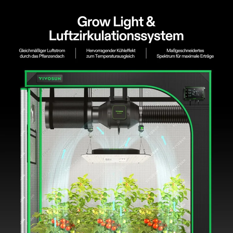 VIVOSUN Smart Growzelt Komplettset 80x80x160cm, WLAN-integriertes automatisches Grow-System mit 150W Vollspektrum-LED-Pflanzenlampe und effizientem Belüftungssystem mit GrowHub E42A+ Controller – Bild 8