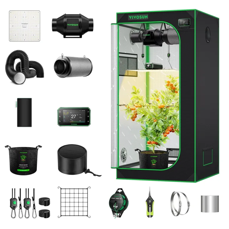 VIVOSUN Smart Growzelt Komplettset 80x80x160cm, WLAN-integriertes automatisches Grow-System mit 150W Vollspektrum-LED-Pflanzenlampe und effizientem Belüftungssystem mit GrowHub E42A+ Controller – Bild 1