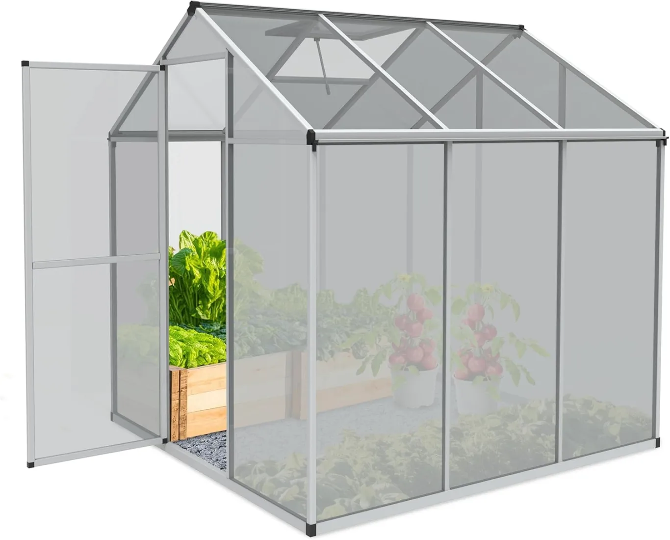 stabiles Aluminium Gewächshaus mit Dachfenster – Garten Frühbeet ideal für die Anzucht von Tomaten Blumen – vielseitig nutzbar als Treibhaus, Tomatengewächshaus Pflanzenhaus (L) - Bild 1