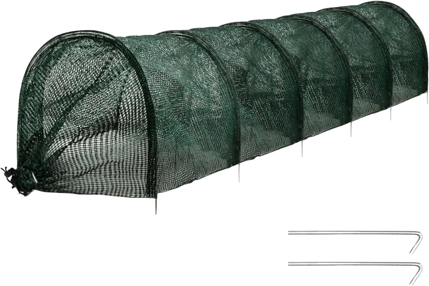 Pflanztunnel Netz, Garden Folientunnel 300x30x45cm, Faltbar Gartentunnel, Frühbeet Schutztunnel Gewächshaus mit Stecksystem, 6 Tunnelbögen Aufzucht Hochbeet Gemüsebeet Pflanzentunnel (Grün) - Bild 1