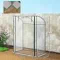 Outsunny Gewächshaus mit Tür Gebogendach Winterfest Foliengewächshaus aus Stahl, Treibhaus für Balkon, Garten, Tomatenhaus 128 x 70 x 170 cm, Tomatengewächshaus für Tomaten, Blumen, Transparent - Thumbnail 7