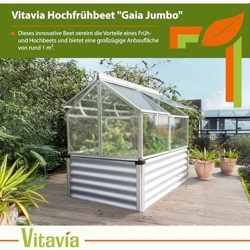 Vitavia Hochfrühbeet Gaia Jumbo Hoch- & Frühbeet | Aluminium, 122 x 83 x 137 cm | 4 mm Hohlkammerplatten | Rückenschonendes Gärtnern | Wetterfester Unterbau | Optimale Wachstumsbedingungen – Bild 9