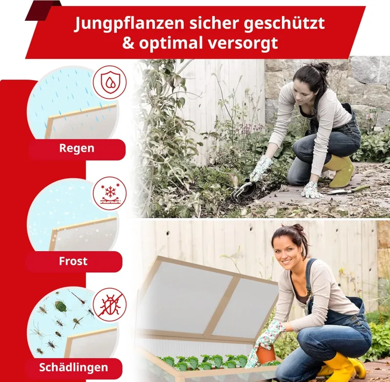 Schroth Home Frühbeet, Frühbeetaufsatz, Frühbeetkasten, Anzuchtkasten für Hochbeet, Blumenkasten, Anzucht Gewächshaus, Hochbeet Abdeckung, Pflanzkasten Minigewächshaus – 120 x 80 x 40 cm – Bild 4