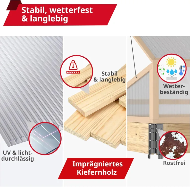 Schroth Home Frühbeet, Frühbeetaufsatz, Frühbeetkasten, Anzuchtkasten für Hochbeet, Blumenkasten, Anzucht Gewächshaus, Hochbeet Abdeckung, Pflanzkasten Minigewächshaus – 120 x 80 x 40 cm – Bild 5