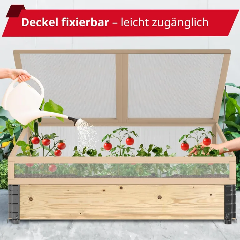 Schroth Home Frühbeet, Frühbeetaufsatz, Frühbeetkasten, Anzuchtkasten für Hochbeet, Blumenkasten, Anzucht Gewächshaus, Hochbeet Abdeckung, Pflanzkasten Minigewächshaus – 120 x 80 x 40 cm – Bild 6