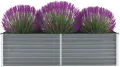 Garten-Hochbeet Gartenbeet Pflanzbeet Frühbeet Verzinkter Stahl 160x40x45 cm Grau - Thumbnail 2