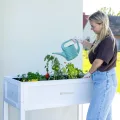 Greenspot - Hochbeet Balkon mit Haube - Hochbeet mit Frühbeetaufsatz - 110x55x120cm - aus Holz - Terrasse Minigewächshaus, Frühbeetkasten mit Deckel, Kräuterbeet - Vintage Weiß - Thumbnail 9