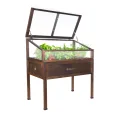 Greenspot - Hochbeet Balkon mit Haube - Hochbeet mit Frühbeetaufsatz - 110x55x120cm - aus Holz - Terrasse Minigewächshaus, Frühbeetkasten mit Deckel, Kräuterbeet - Vintage Weiß - Thumbnail 10