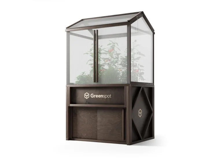Greenspot - Balkon Gewächshaus - Minigewächshaus - 100 x 80 x 180 cm LxBxH - aus Holz und Kunsstoff, Max. Fachlast 200 kg - für Kräuter, Anzucht, Terrasse - Origin Palisanderbraun Dunkel – Bild 3