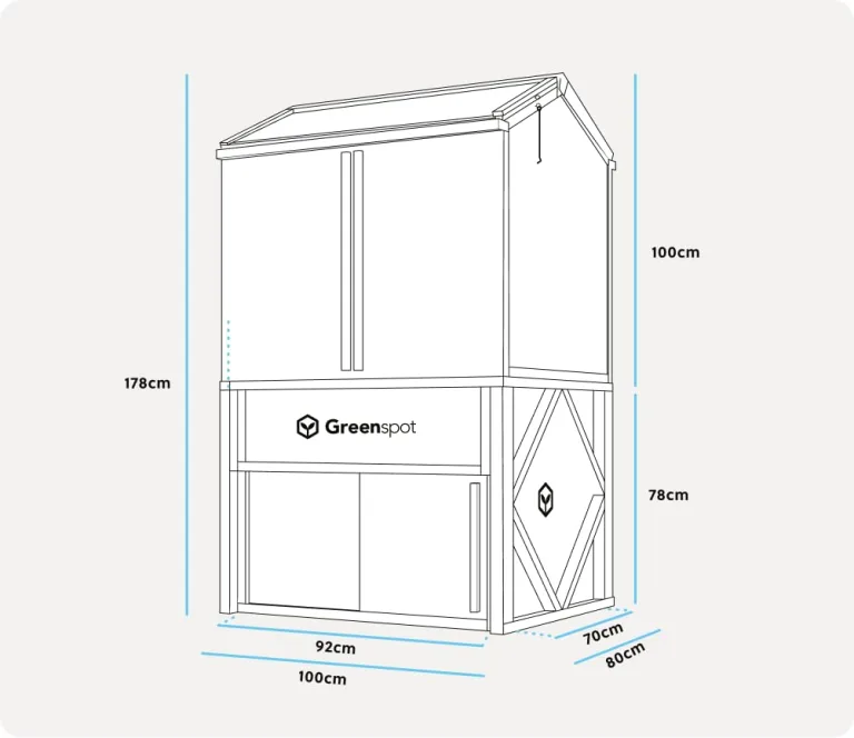 Greenspot - Balkon Gewächshaus - Minigewächshaus - 100 x 80 x 180 cm LxBxH - aus Holz und Kunsstoff, Max. Fachlast 200 kg - für Kräuter, Anzucht, Terrasse - Origin Palisanderbraun Dunkel – Bild 8