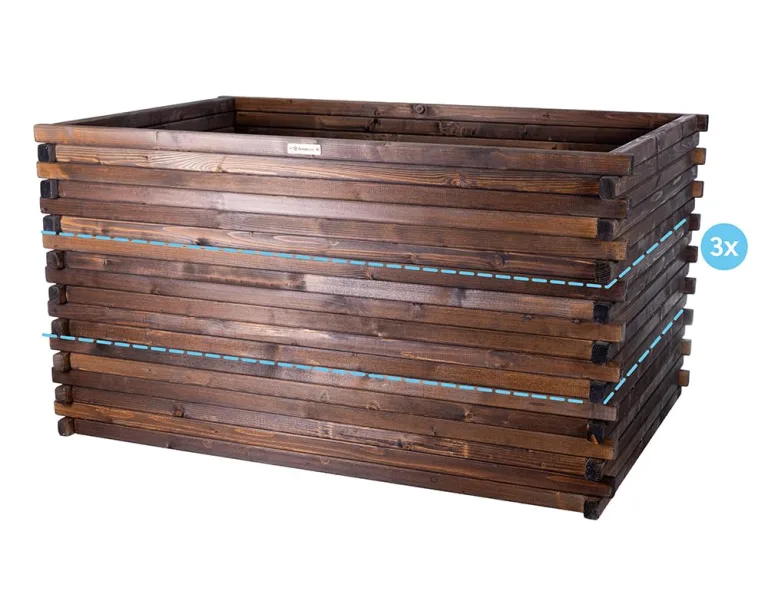 Greenspot - Hochbeet Holz - Kräuterbeet für Garten - 100x100 - aus Echtholz, Imprägniert - Gemüsebeet, Blumenbeet, Pflanzkübel XXL, Pflanzkasten - Timber Palisanderbraun Dunkel – Bild 4